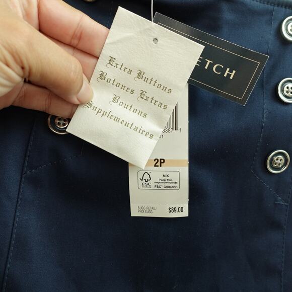 NWT Jones New York Womens Pencil Skirt Buttoned Stretch Career Navy Blue Size 2P - Picture 4 of 8